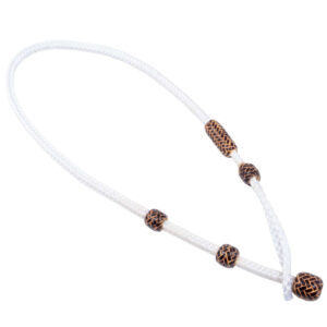 Braided nylon neck rope with leather knots