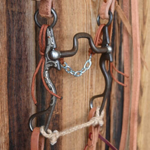 Silver mounted square port western bridle rig