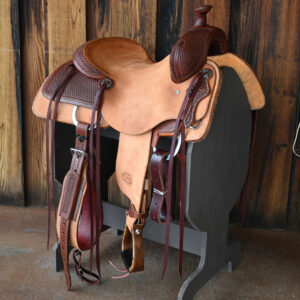 15 inch ranch cutter western saddle with basketweave tooling