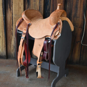 16 inch ranch cutter western saddle with floral and geometric tooling
