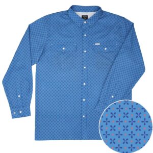 Western pearl snap performance shirt with floral pattern